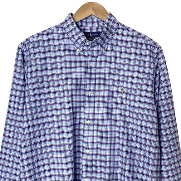 Ralph Lauren Mens Size XL Classic Fit Button Down Shirt Plaid Blue Multicolor - Picture 2 of 10